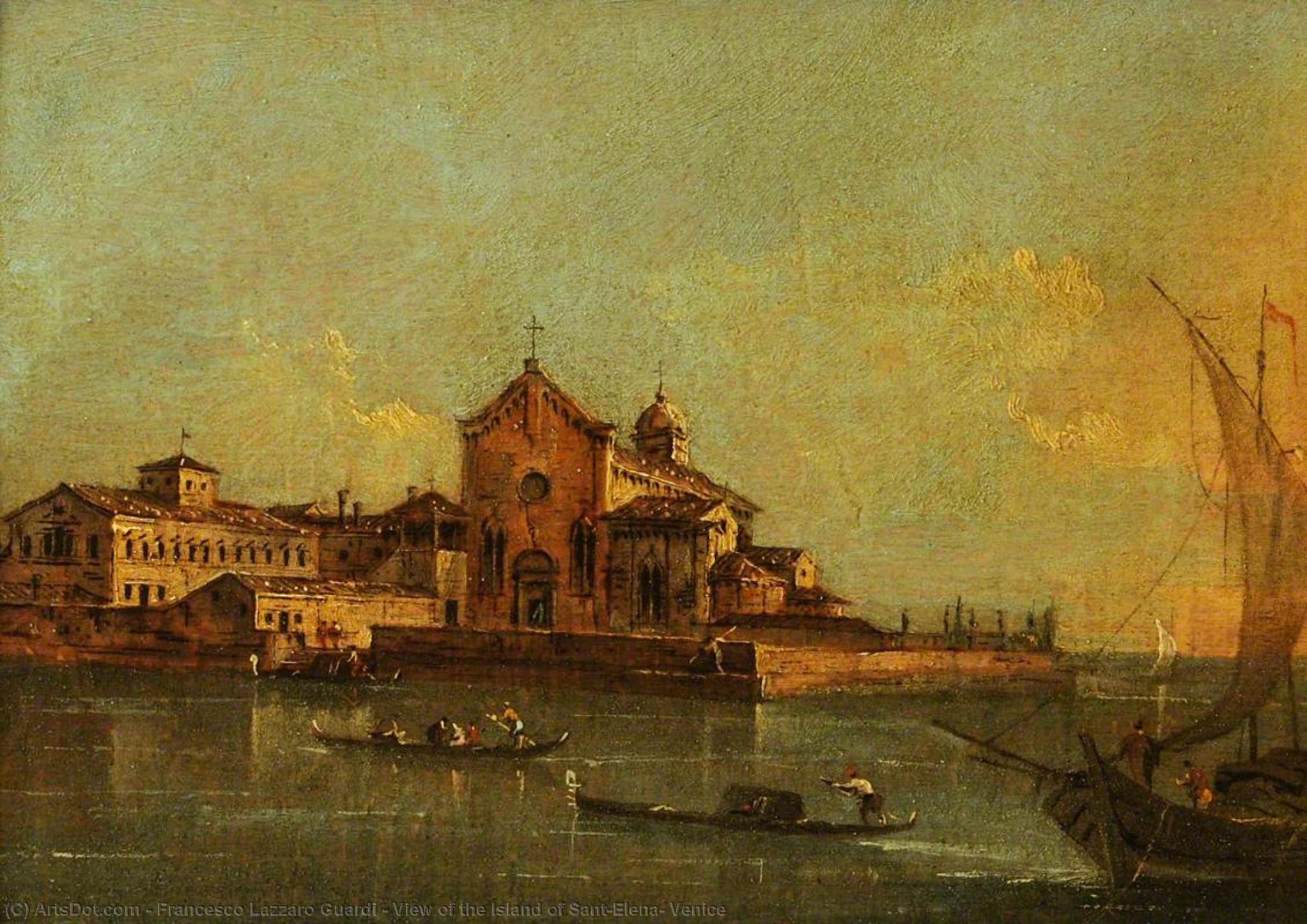 Wikioo.org - สารานุกรมวิจิตรศิลป์ - จิตรกรรม Francesco Lazzaro Guardi - View of the Island of Sant'Elena, Venice