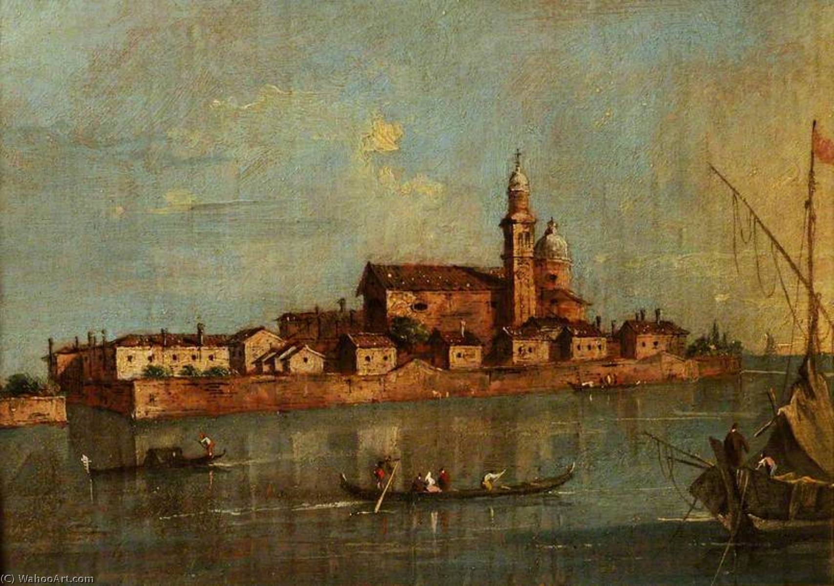 Wikioo.org - The Encyclopedia of Fine Arts - Painting, Artwork by Francesco Lazzaro Guardi - View of the Island of San Andrea della Certosa, Venice