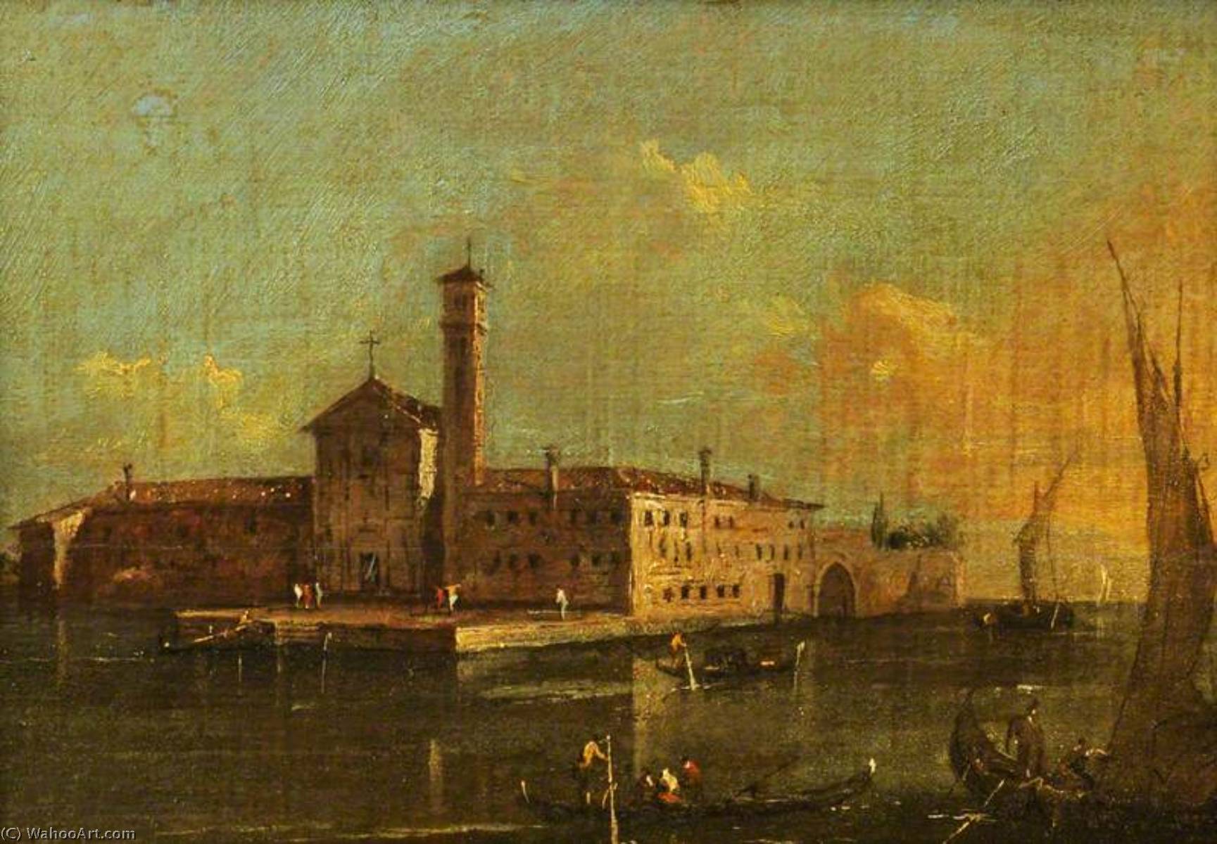 WikiOO.org - Güzel Sanatlar Ansiklopedisi - Resim, Resimler Francesco Lazzaro Guardi - View of the Island of San Lazaro, Venice
