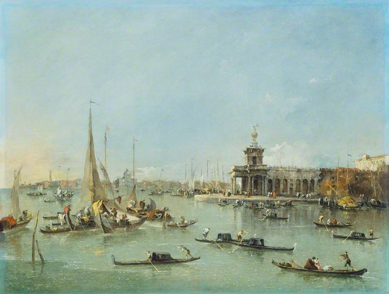 WikiOO.org - Enciklopedija dailės - Tapyba, meno kuriniai Francesco Lazzaro Guardi - Venice the Dogana with the Giudecca