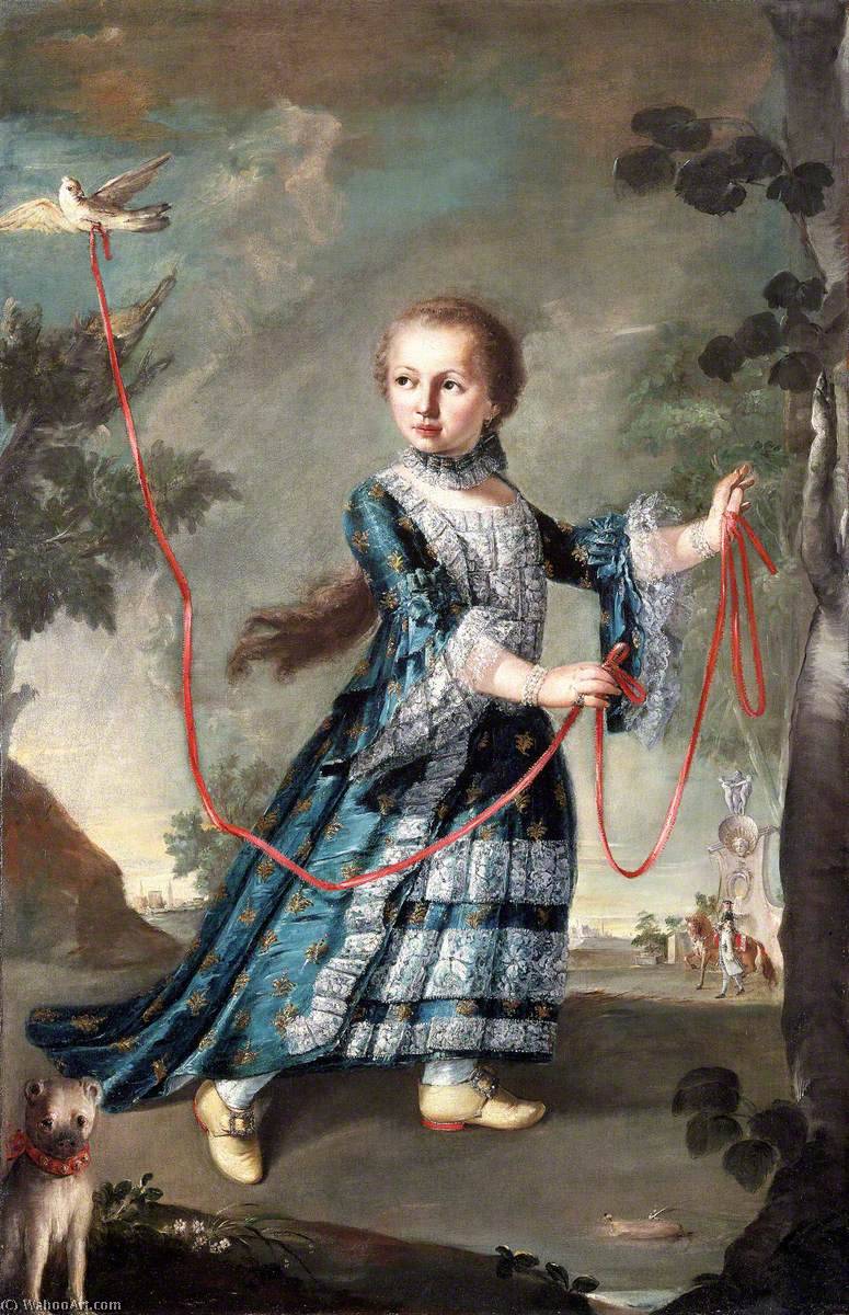 Wikioo.org – La Enciclopedia de las Bellas Artes - Pintura, Obras de arte de Francesco Lazzaro Guardi - una chica joven de la familia gradenigo con una paloma