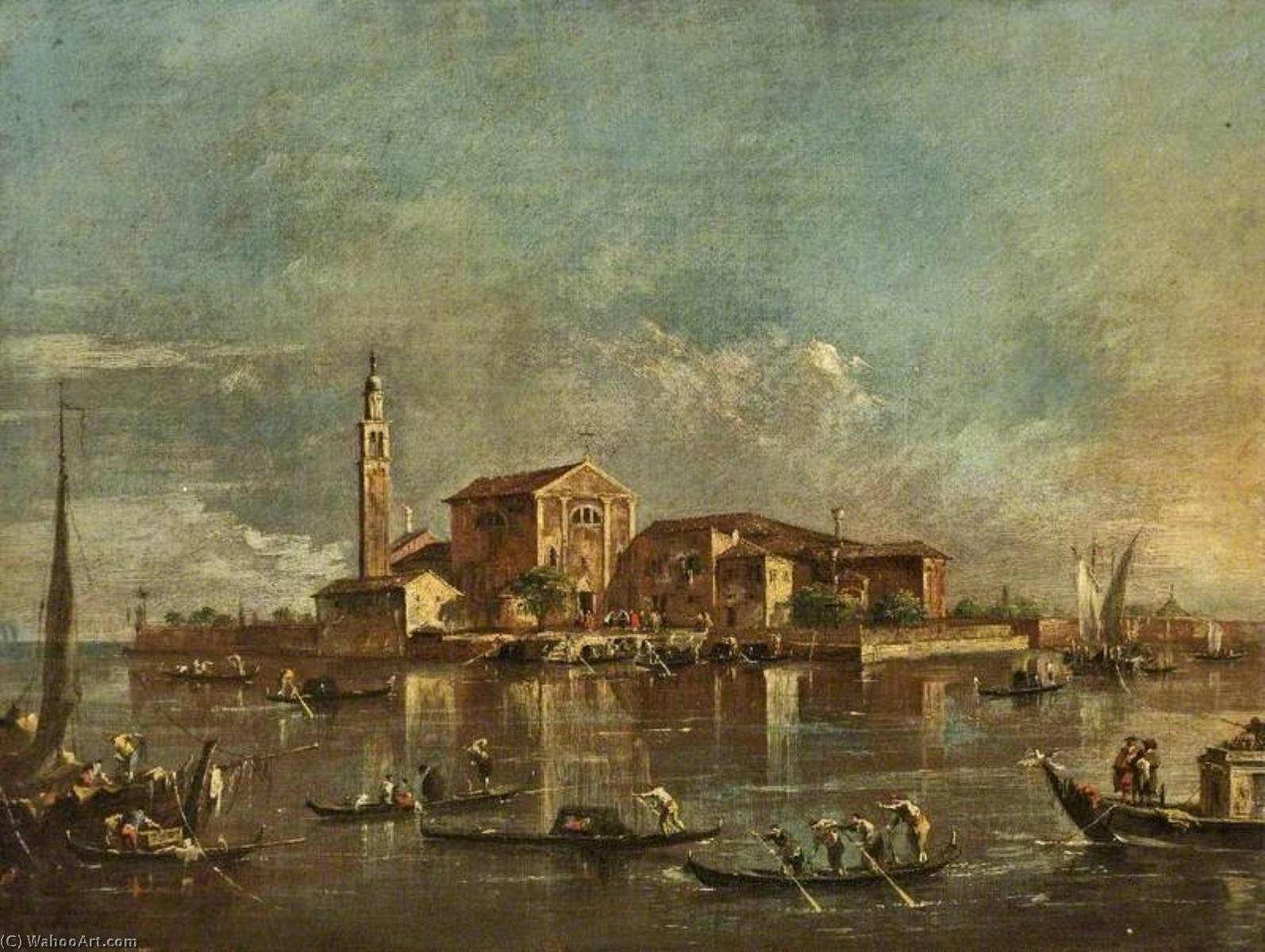 WikiOO.org - Encyclopedia of Fine Arts - Maleri, Artwork Francesco Lazzaro Guardi - The Island of San Giorgio in Alga, Venice, Italy