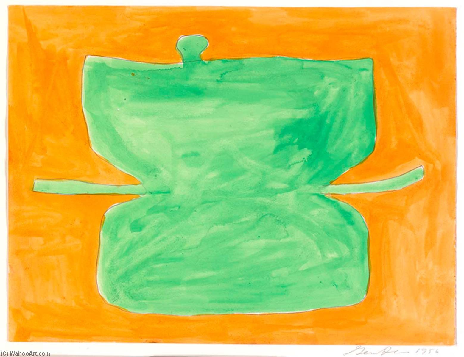 WikiOO.org - Encyclopedia of Fine Arts - Lukisan, Artwork Gene Davis - Untitled (Green and Orange)