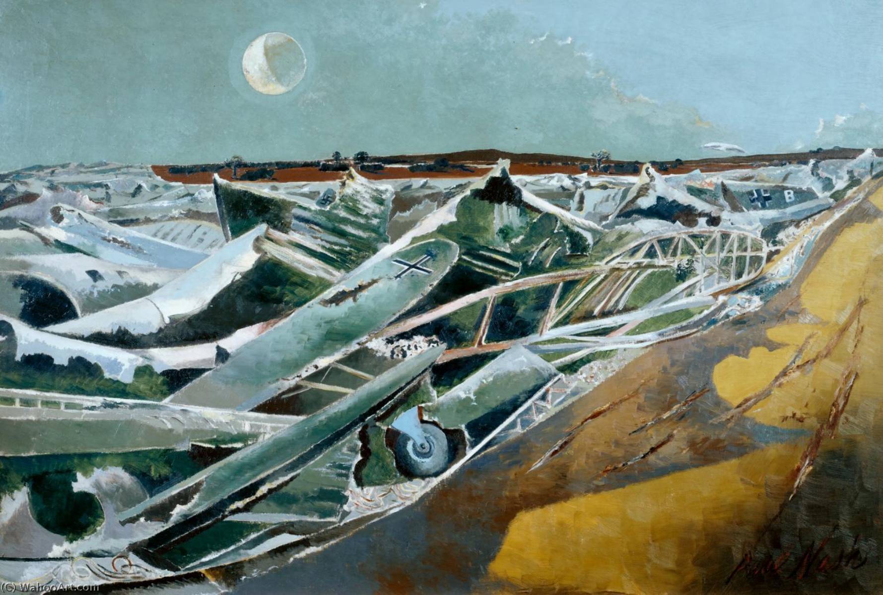 Wikioo.org - สารานุกรมวิจิตรศิลป์ - จิตรกรรม Paul Nash - Totes Meer (Dead Sea)