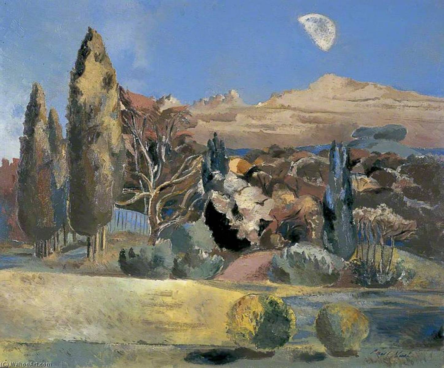 Wikioo.org - The Encyclopedia of Fine Arts - Painting, Artwork by Paul Nash - Landscape of the Moon's First Quarter