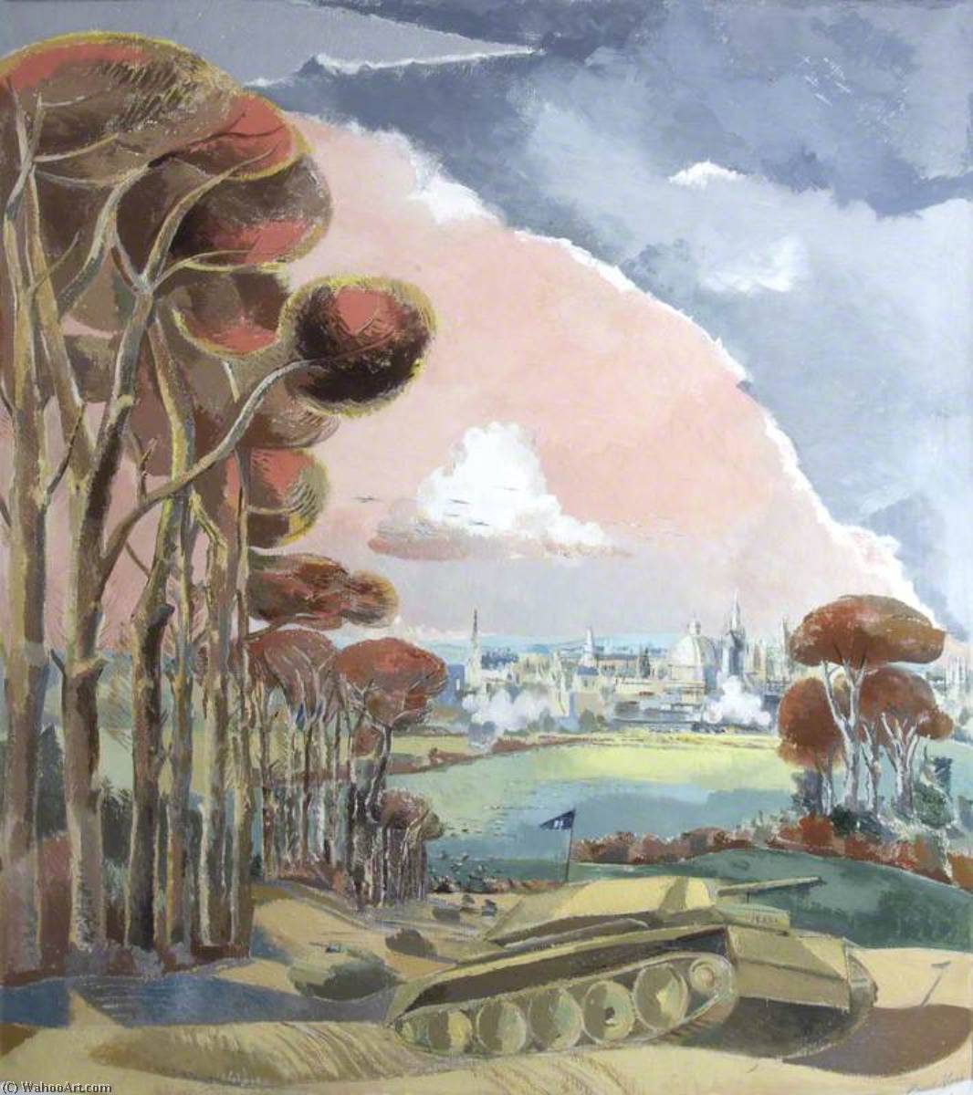 WikiOO.org - Encyclopedia of Fine Arts - Maalaus, taideteos Paul Nash - Oxford During the War