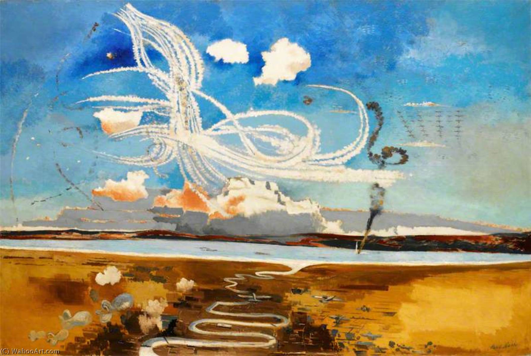 Wikoo.org - موسوعة الفنون الجميلة - اللوحة، العمل الفني Paul Nash - Battle of Britain