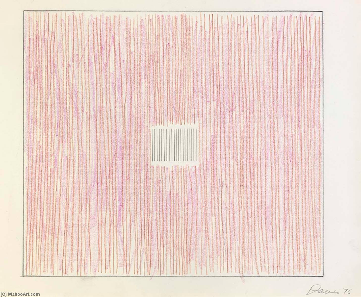 Wikioo.org - The Encyclopedia of Fine Arts - Painting, Artwork by Gene Davis - Untitled (Pink Stripes Gray Box)