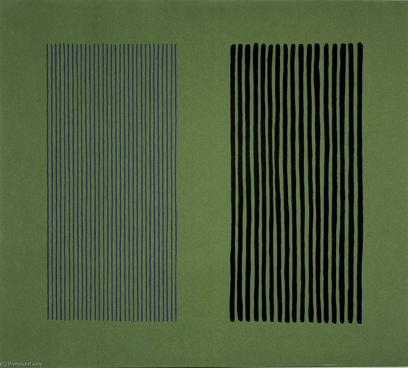 Wikoo.org - موسوعة الفنون الجميلة - اللوحة، العمل الفني Gene Davis - Untitled (Blue, Black and Green)