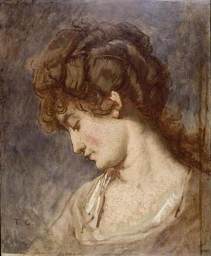 WikiOO.org - Encyclopedia of Fine Arts - Malba, Artwork Thomas Couture - Tête de femme sans ruban