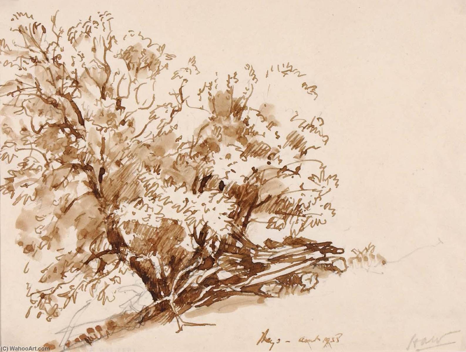 Wikioo.org – La Enciclopedia de las Bellas Artes - Pintura, Obras de arte de Herman Armour Webster - montaña arbusto