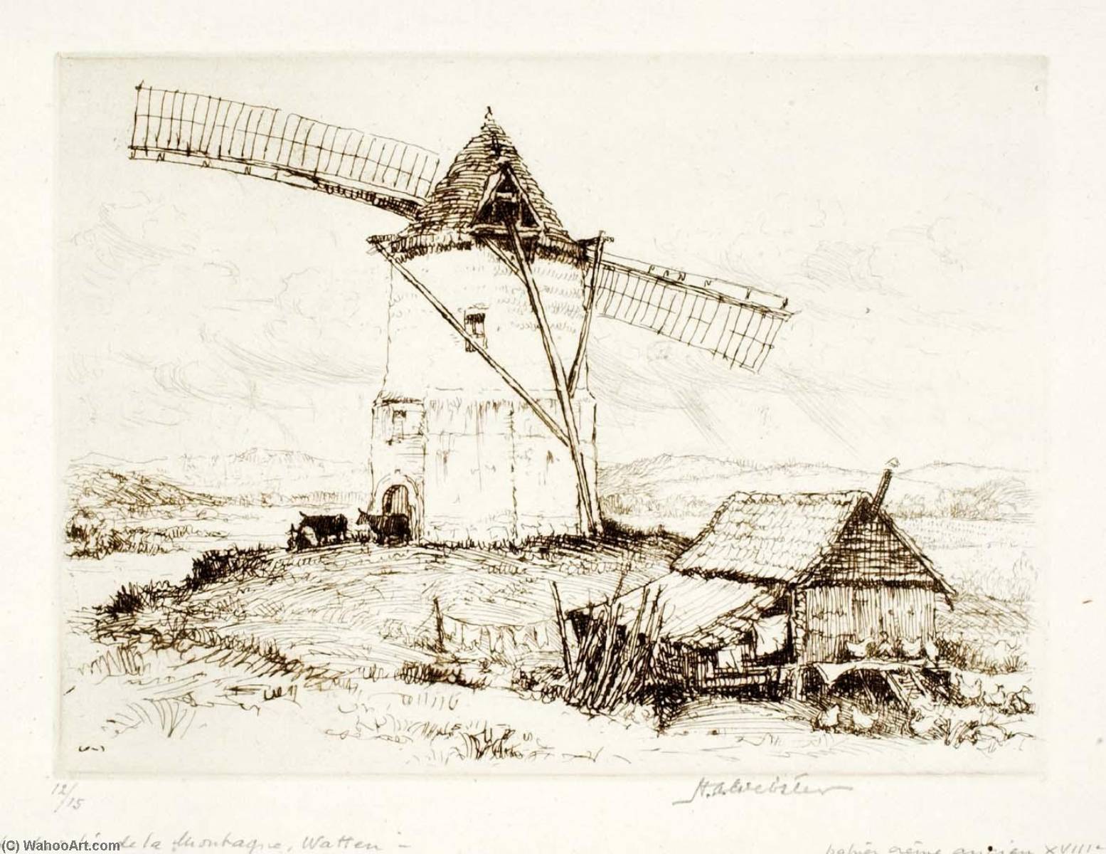 WikiOO.org - Encyclopedia of Fine Arts - Maľba, Artwork Herman Armour Webster - Le Moulin de la Montagne, Watten