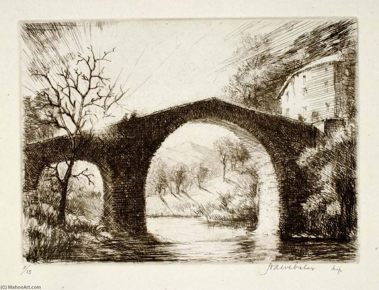 WikiOO.org - Encyclopedia of Fine Arts - Lukisan, Artwork Herman Armour Webster - Le Pont de Florac, Cevennes
