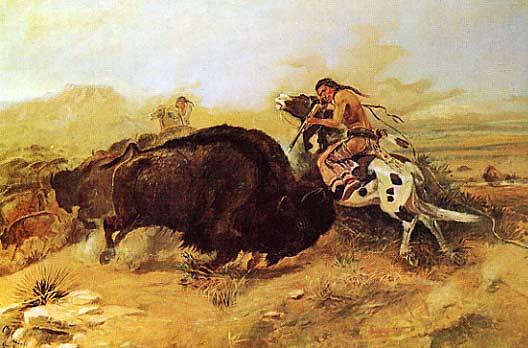 Wikioo.org - The Encyclopedia of Fine Arts - Painting, Artwork by Charles Marion Russell - Meat for the Tribe, (painting)