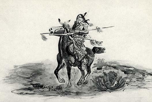 WikiOO.org - Encyclopedia of Fine Arts - Lukisan, Artwork Charles Marion Russell - Ni Ka Wu, Warrior Brave, (painting)