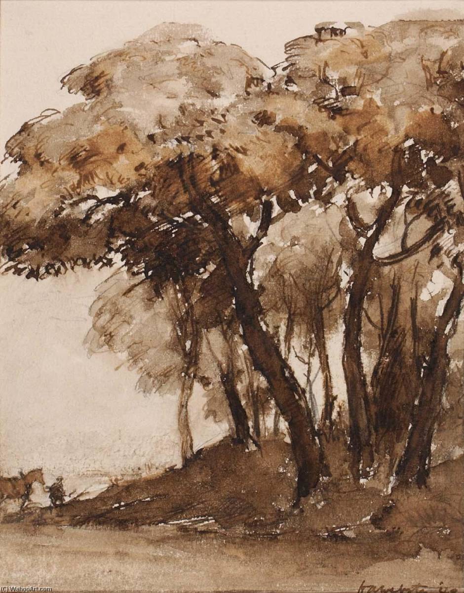 WikiOO.org - Encyclopedia of Fine Arts - Lukisan, Artwork Herman Armour Webster - Pins Parasols, Ile de Noirmoutier, Bois de la Cheze