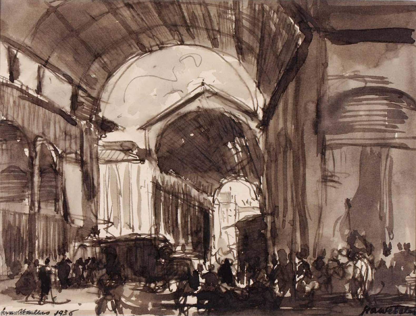 Wikioo.org - The Encyclopedia of Fine Arts - Painting, Artwork by Herman Armour Webster - Les Halles, Paris
