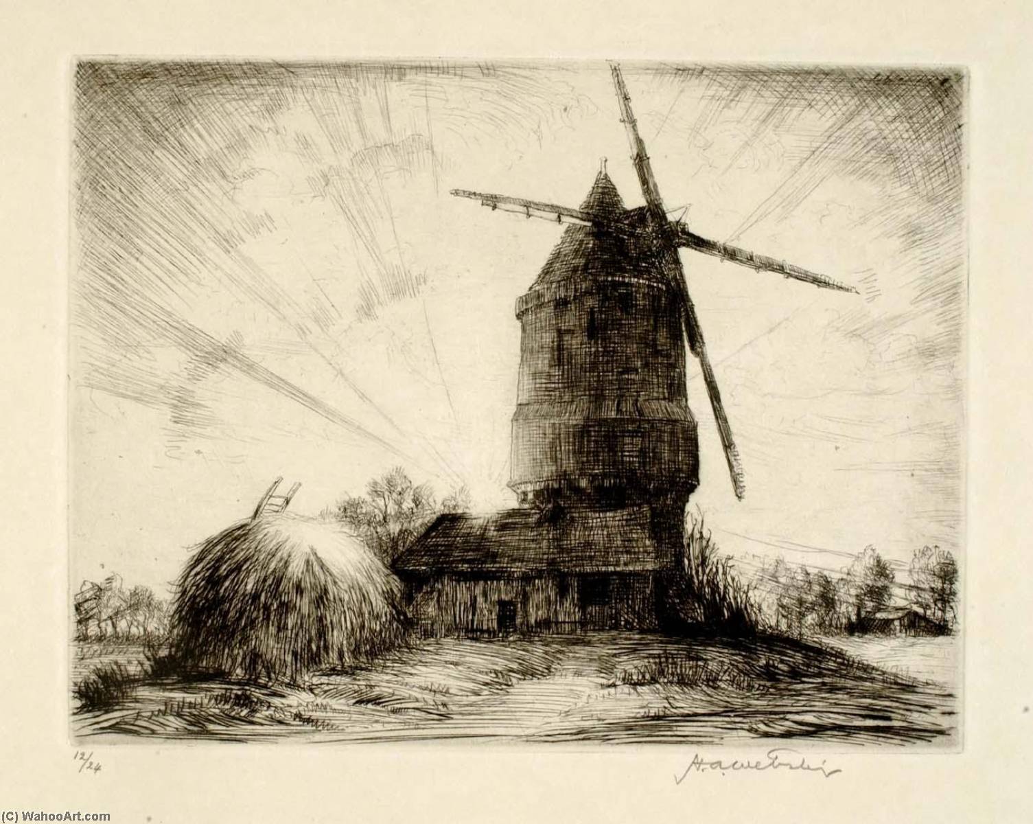 WikiOO.org - Encyclopedia of Fine Arts - Lukisan, Artwork Herman Armour Webster - Le Moulin de la Paclais, Bretagne