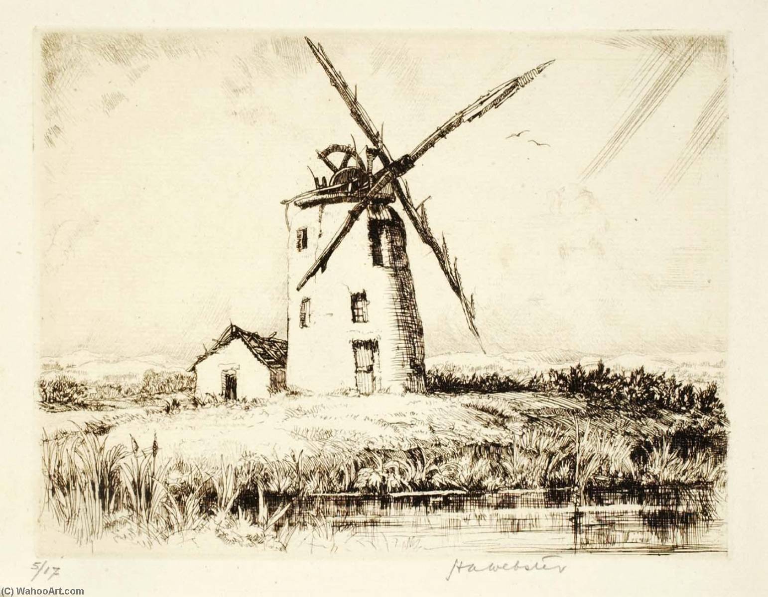 WikiOO.org - Encyclopedia of Fine Arts - Maalaus, taideteos Herman Armour Webster - Le Moulin Abandonne, Vendee