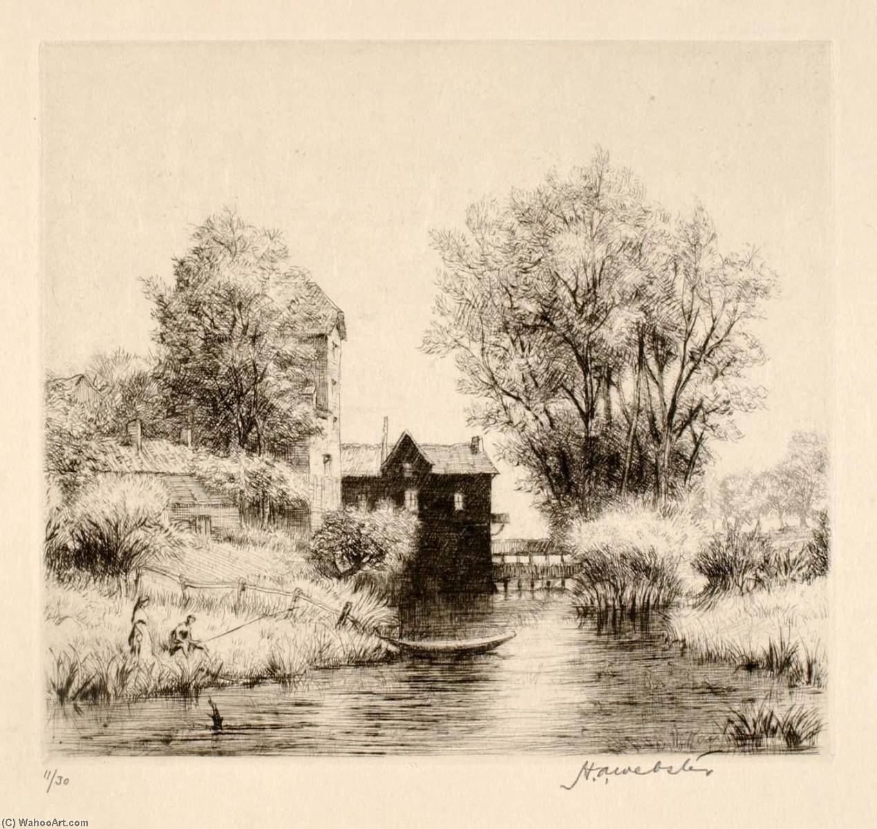Wikioo.org - The Encyclopedia of Fine Arts - Painting, Artwork by Herman Armour Webster - Le Moulin Noir
