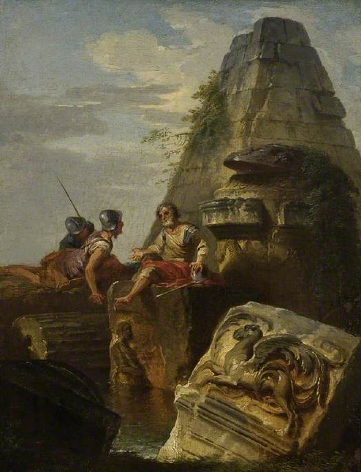 WikiOO.org - Enciklopedija dailės - Tapyba, meno kuriniai Giovanni Paolo Pannini - Ruins with Figures