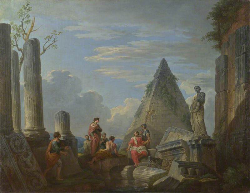 WikiOO.org - Encyclopedia of Fine Arts - Malba, Artwork Giovanni Paolo Pannini - Roman Ruins with Figures