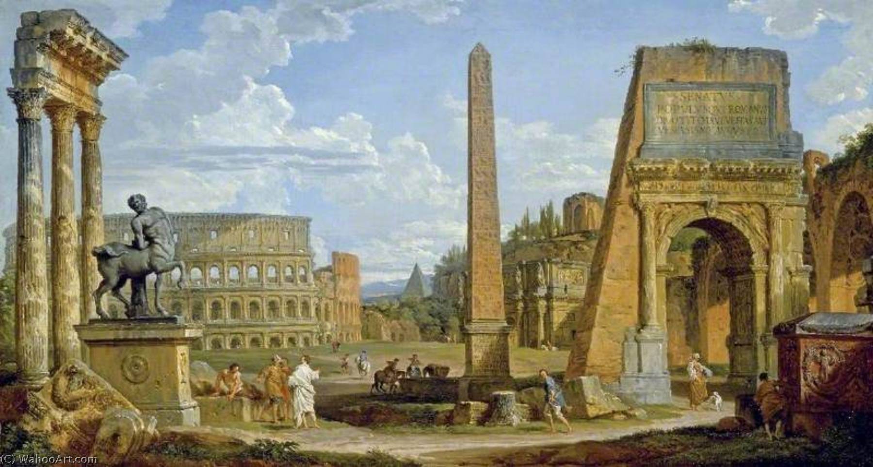 WikiOO.org - Encyclopedia of Fine Arts - Malba, Artwork Giovanni Paolo Pannini - Capriccio of Roman Ruins with the Colosseum