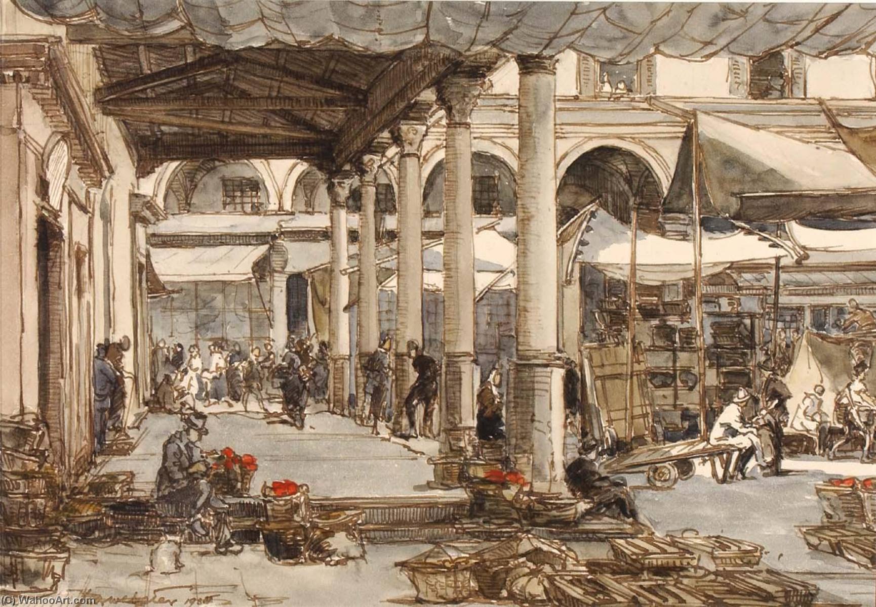 WikiOO.org - Encyclopedia of Fine Arts - Lukisan, Artwork Herman Armour Webster - Fruit Market, Venice