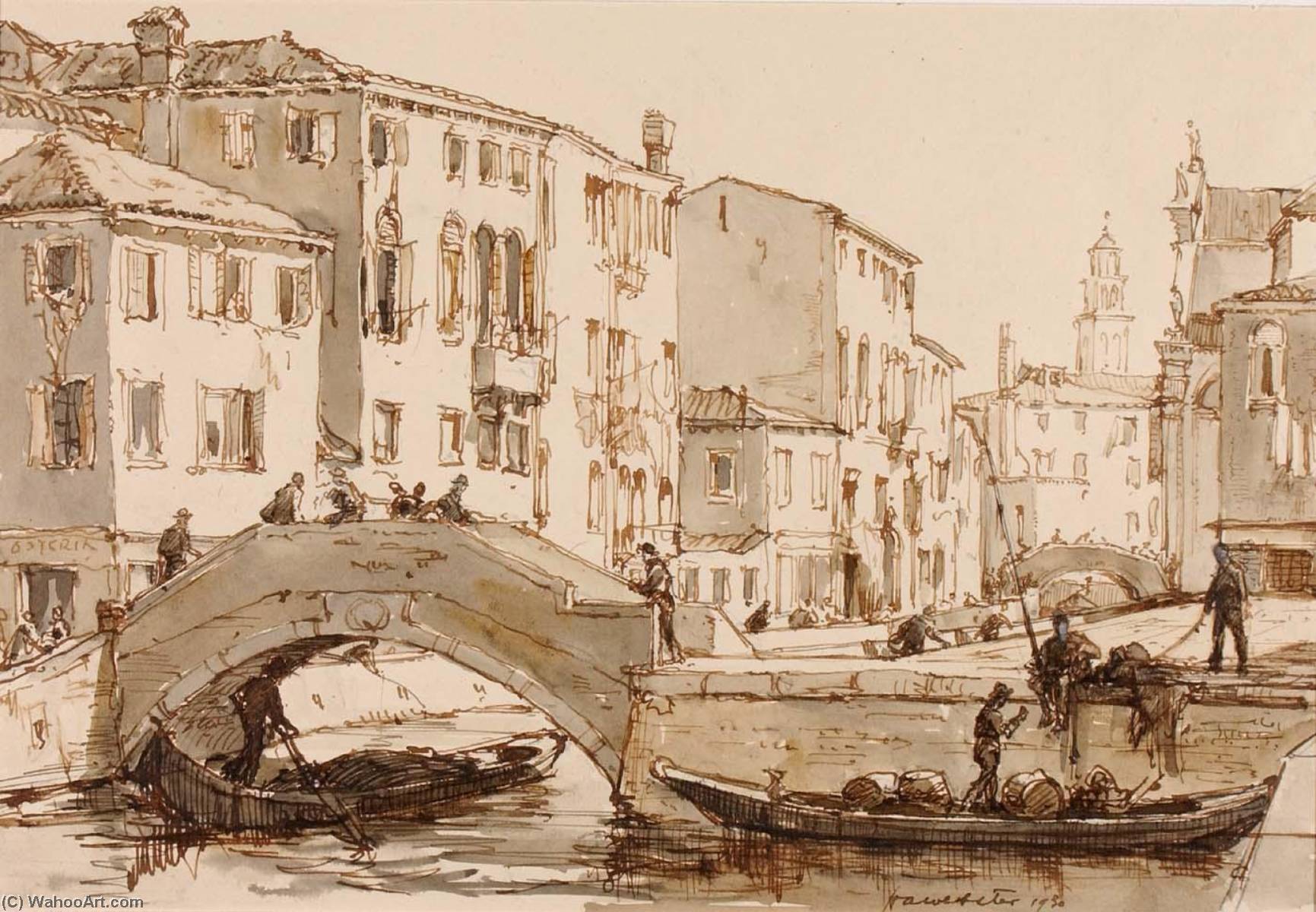 WikiOO.org - Encyclopedia of Fine Arts - Lukisan, Artwork Herman Armour Webster - The Little Bridge, Venice