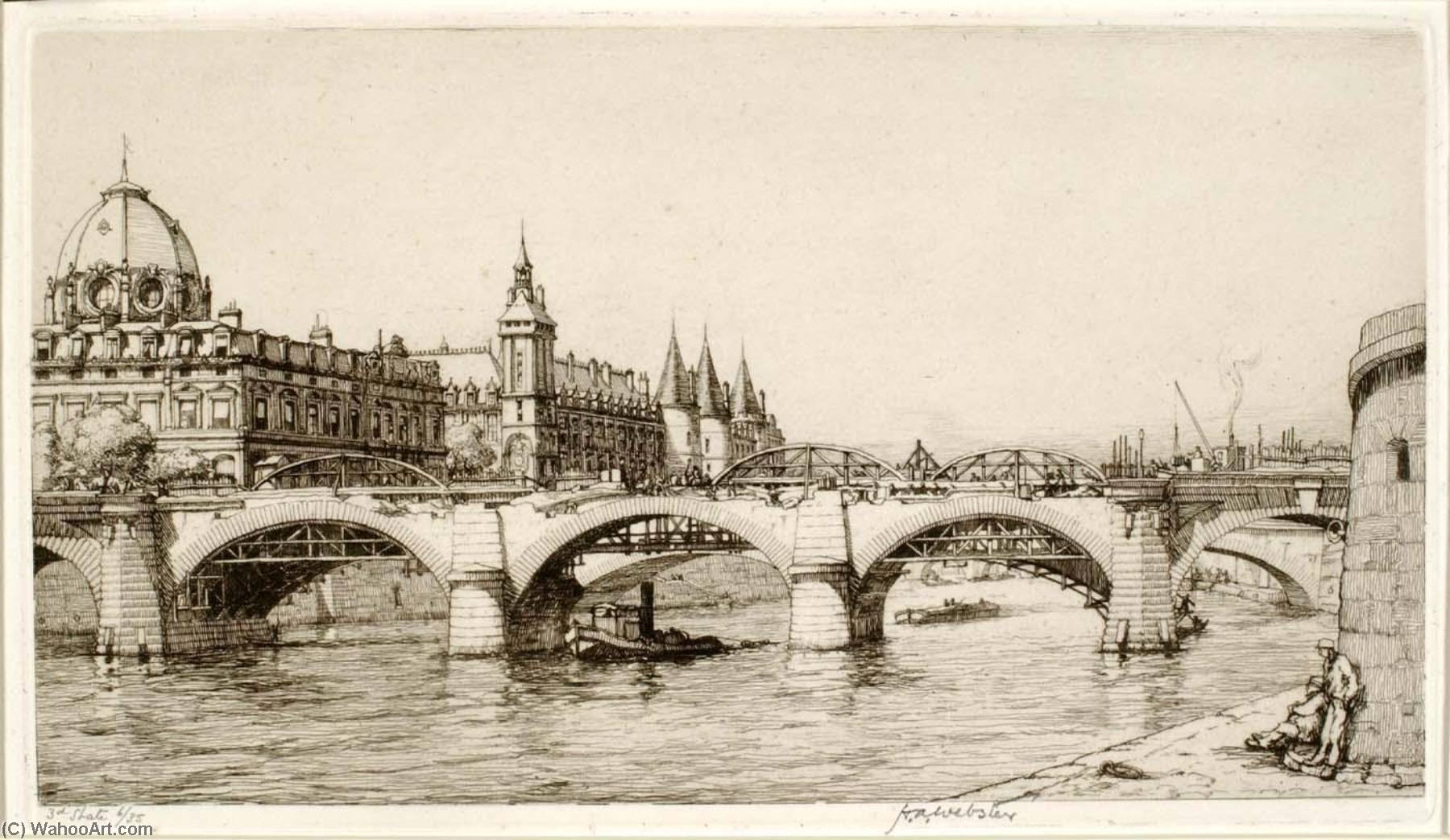 Wikioo.org - The Encyclopedia of Fine Arts - Painting, Artwork by Herman Armour Webster - Le Vieux Pont Notre Dame, Paris