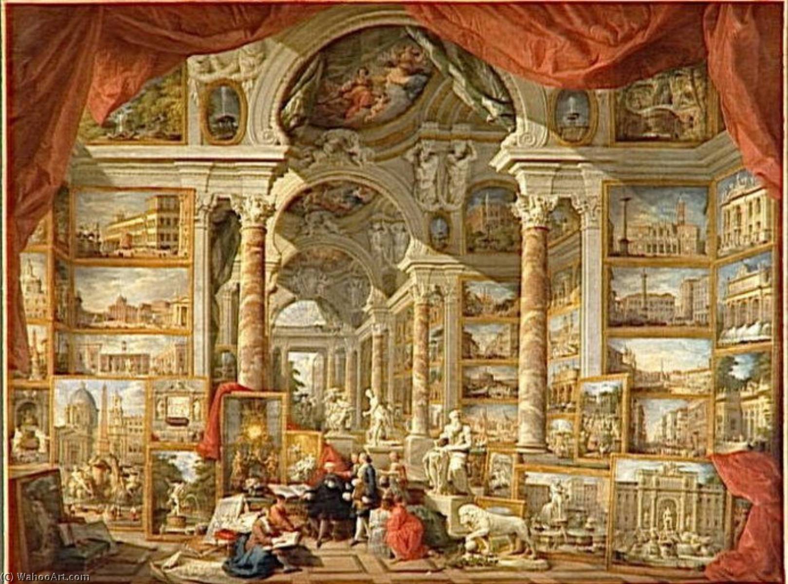 Wikioo.org - The Encyclopedia of Fine Arts - Painting, Artwork by Giovanni Paolo Pannini - GALERIE DE VUES DE LA ROME MODERNE