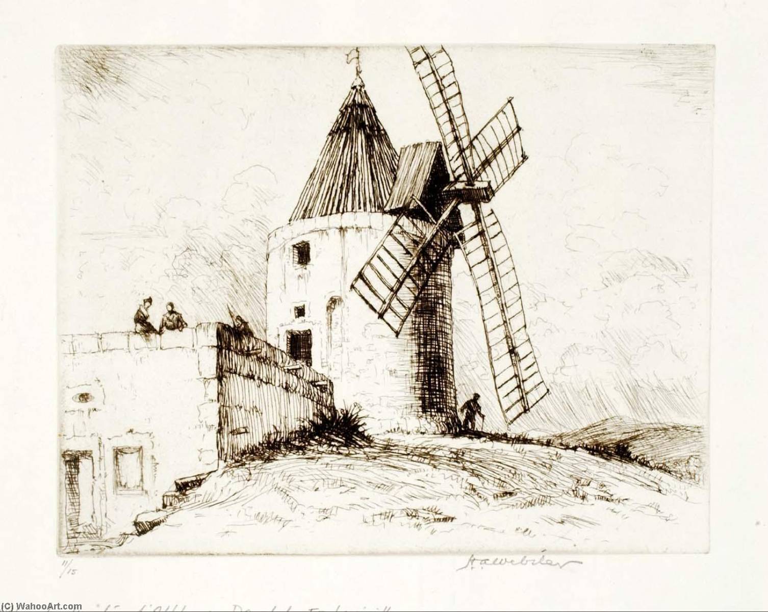 Wikioo.org - The Encyclopedia of Fine Arts - Painting, Artwork by Herman Armour Webster - Le Moulin d'Alphonse Daudet, Fontvieille