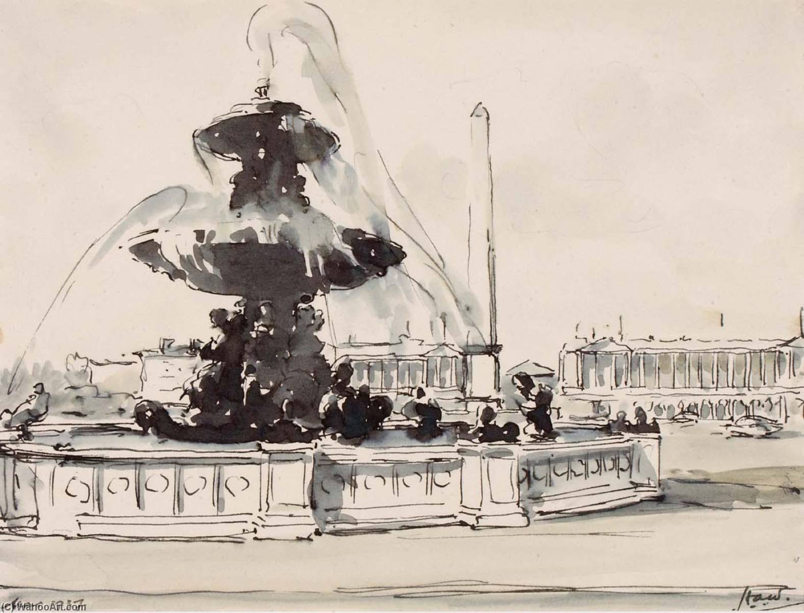 WikiOO.org - Encyclopedia of Fine Arts - Lukisan, Artwork Herman Armour Webster - La Place de la Concorde, Paris