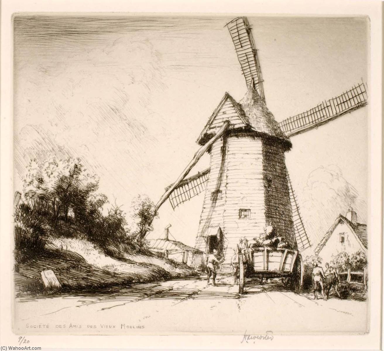 Wikioo.org - The Encyclopedia of Fine Arts - Painting, Artwork by Herman Armour Webster - L' Approche du Moulin, Abbeville