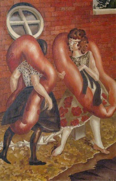 WikiOO.org - Encyclopedia of Fine Arts - Malba, Artwork Stanley Spencer - Girls Returning from a Bathe