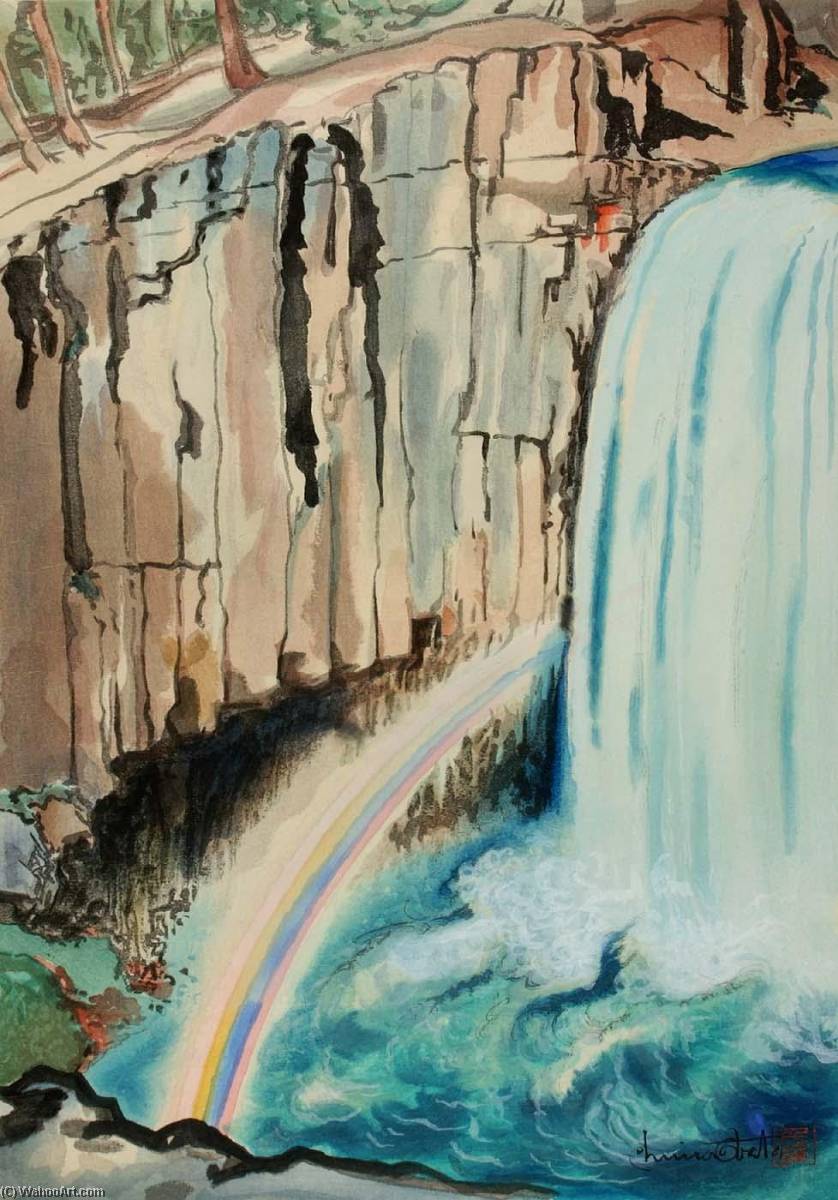 Wikioo.org - The Encyclopedia of Fine Arts - Painting, Artwork by Chiura Obata - Rainbow Falls, Inyo National Forest