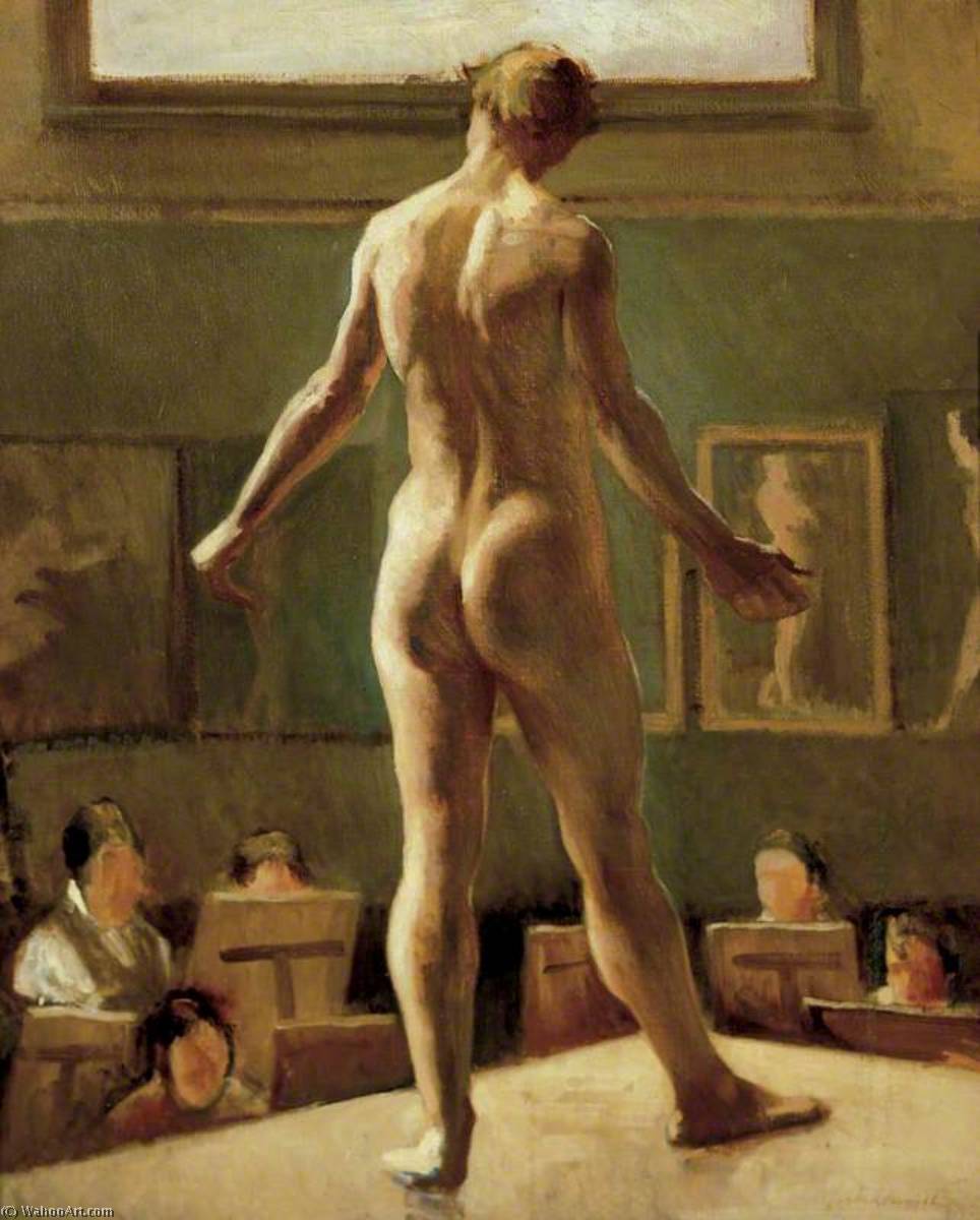 Wikioo.org - สารานุกรมวิจิตรศิลป์ - จิตรกรรม Edward Alexander Wadsworth - Male Figure Standing