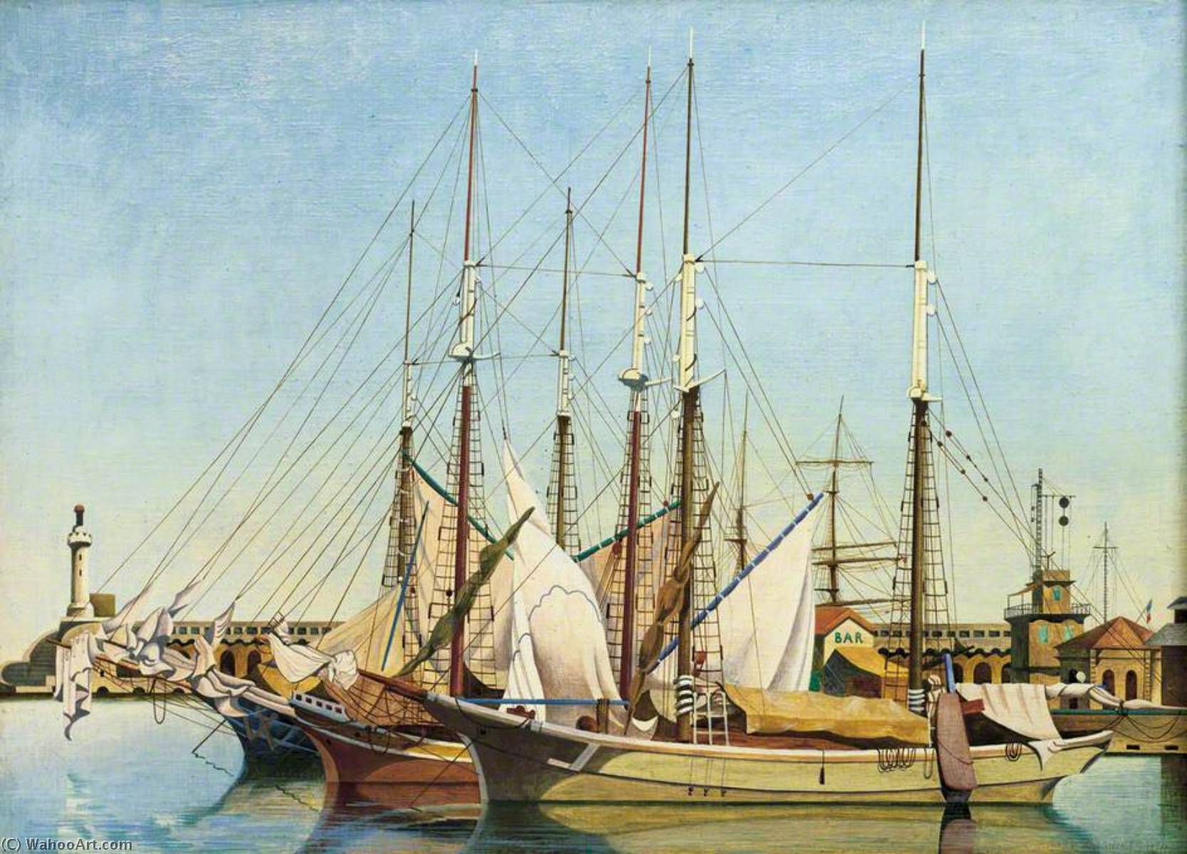 Wikioo.org - The Encyclopedia of Fine Arts - Painting, Artwork by Edward Alexander Wadsworth - L'Avant Port, Marseilles