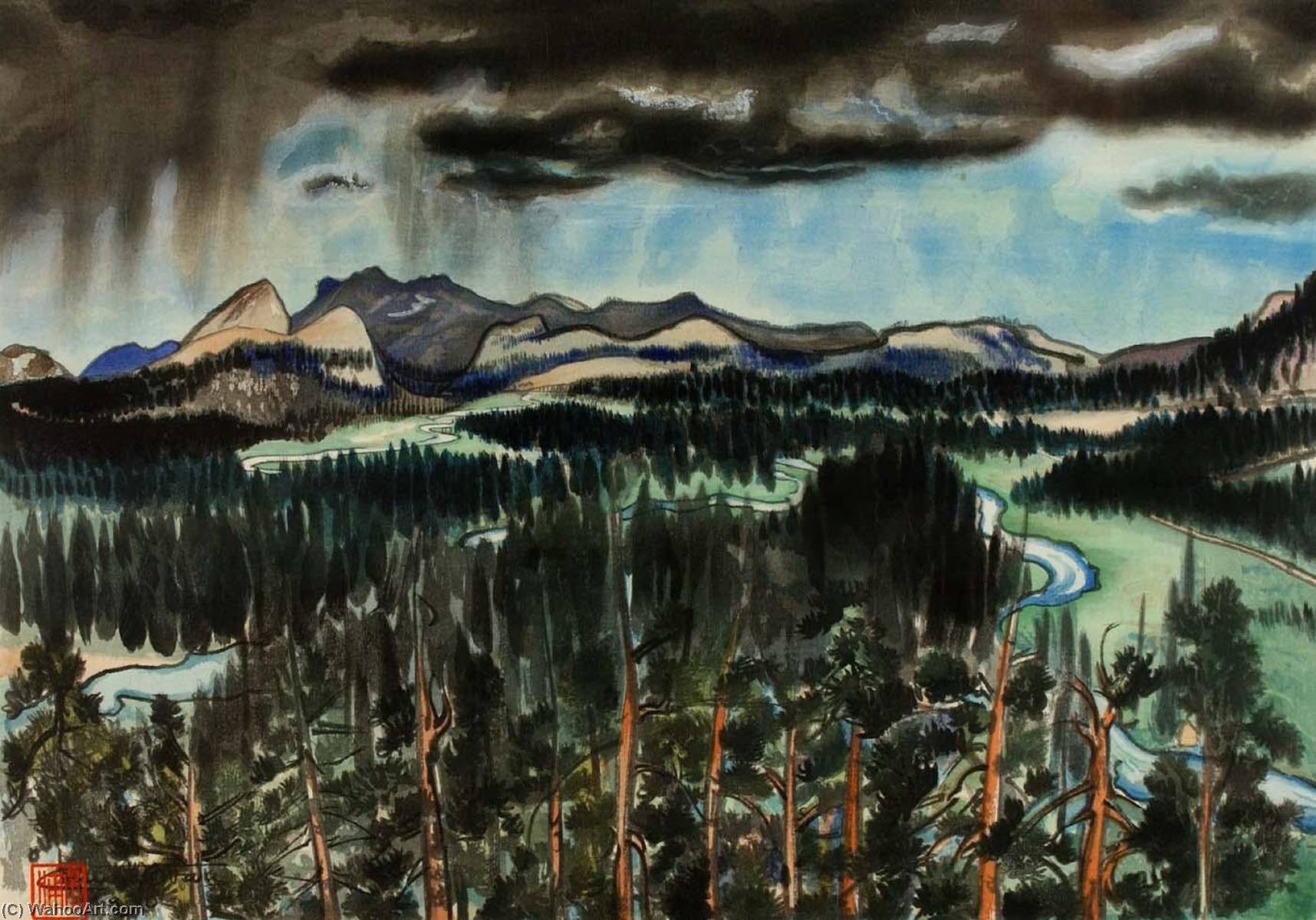 Wikioo.org - The Encyclopedia of Fine Arts - Painting, Artwork by Chiura Obata - Before Thunderstorm, Tuolumne Meadows
