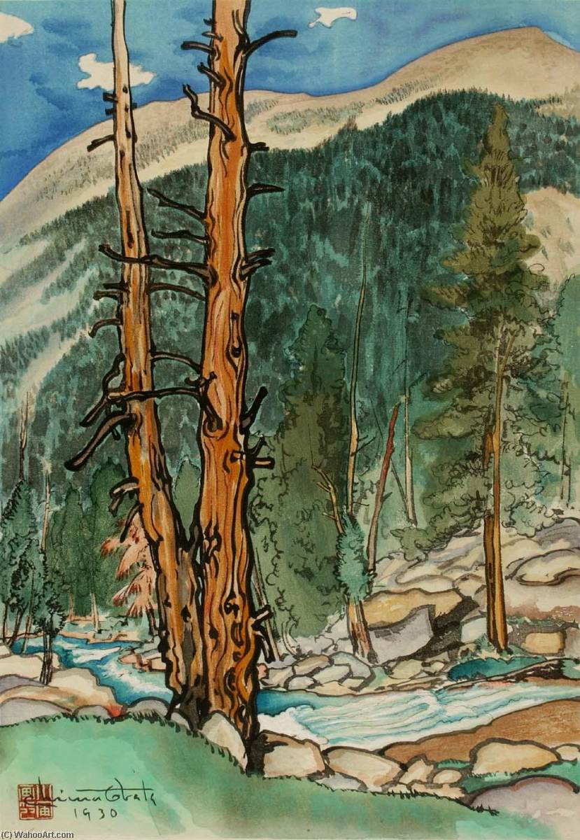 Wikioo.org - The Encyclopedia of Fine Arts - Painting, Artwork by Chiura Obata - Upper Lyell Fork, near Lyell Glacier