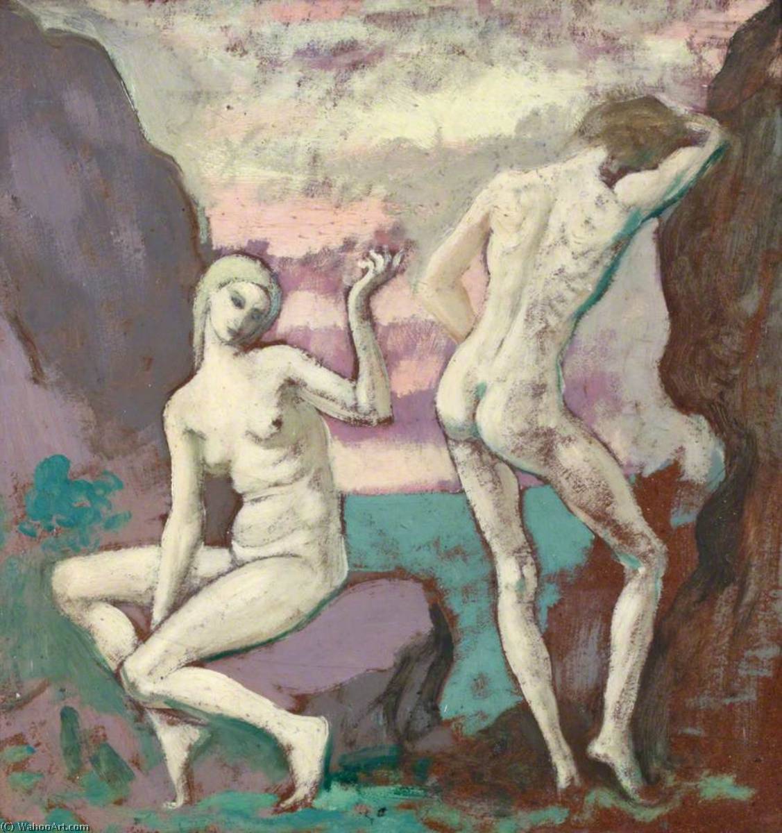Wikioo.org - The Encyclopedia of Fine Arts - Painting, Artwork by Augustus Edwin John - Study of Two Nudes
