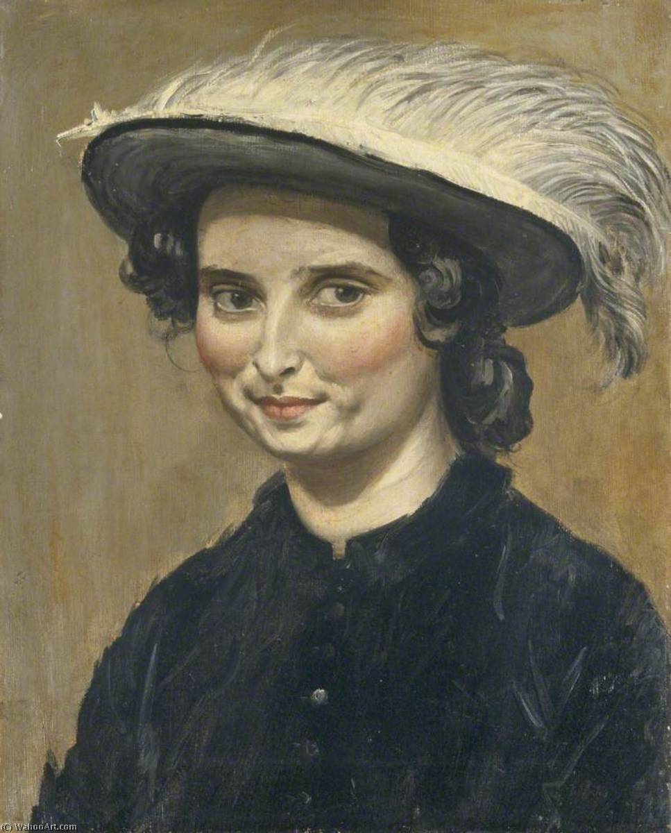 WikiOO.org - Güzel Sanatlar Ansiklopedisi - Resim, Resimler Augustus Edwin John - Dorelia McNeill (1881–1969), in a Feathered Hat