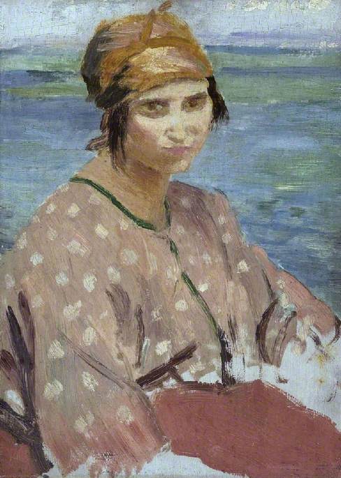 Wikioo.org - The Encyclopedia of Fine Arts - Painting, Artwork by Augustus Edwin John - Dorelia Wearing a Turban