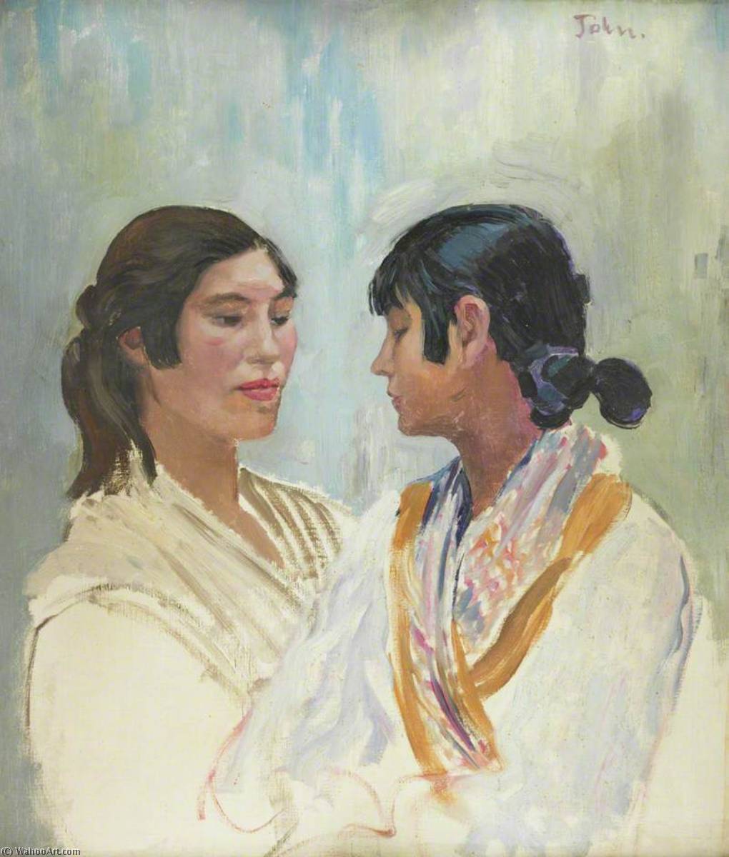 WikiOO.org - Εγκυκλοπαίδεια Καλών Τεχνών - Ζωγραφική, έργα τέχνης Augustus Edwin John - Two Gitanas (Two Romany Women)