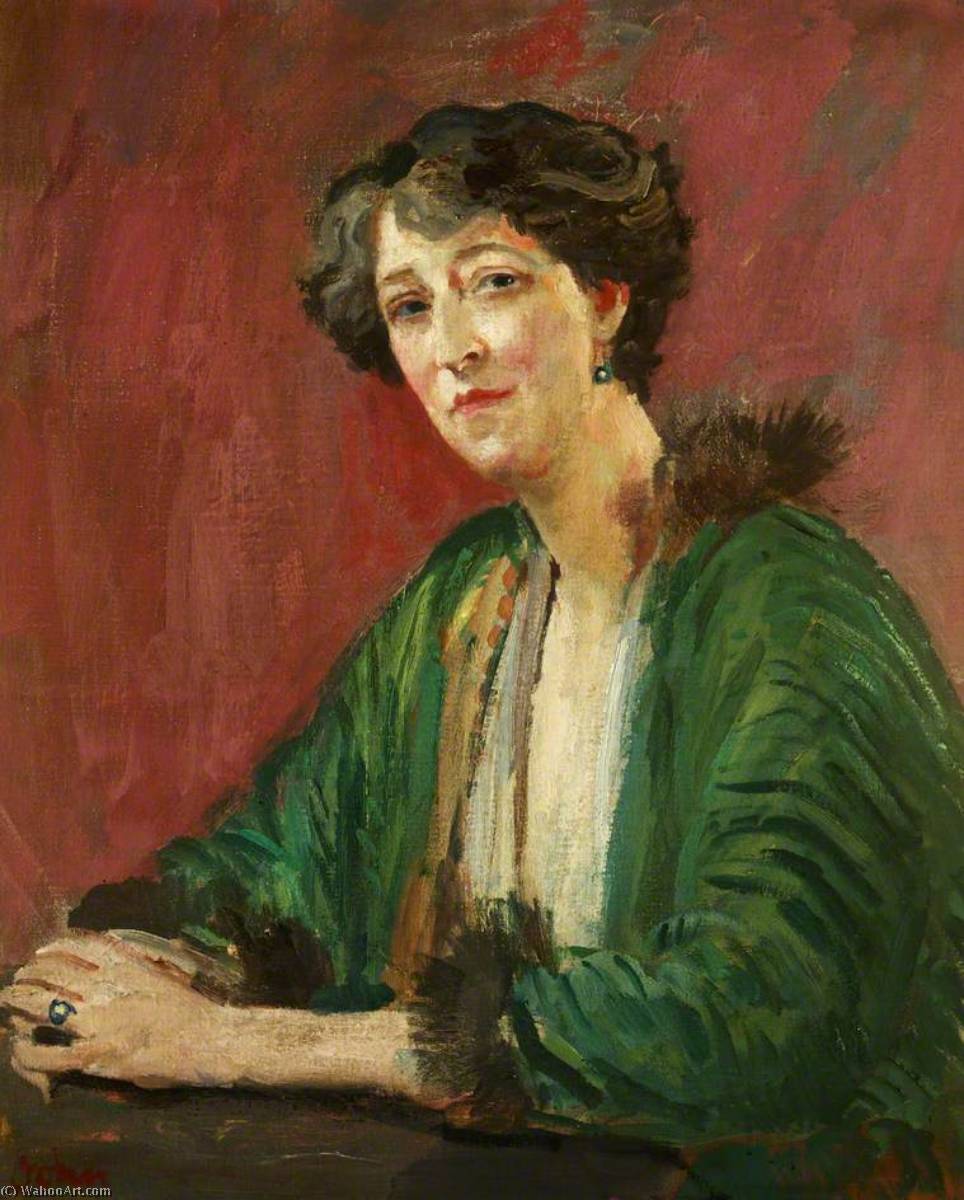 Wikoo.org - موسوعة الفنون الجميلة - اللوحة، العمل الفني Augustus Edwin John - Lady Katharine Agnes Blanche Carnegie (1867–1949), Viscountess Tredegar