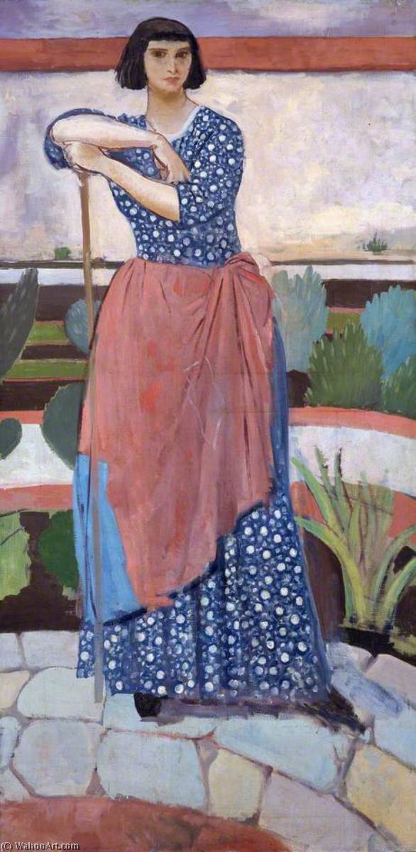 Wikioo.org - The Encyclopedia of Fine Arts - Painting, Artwork by Augustus Edwin John - Dorelia McNeill (1881–1969), in the Garden at Alderney Manor