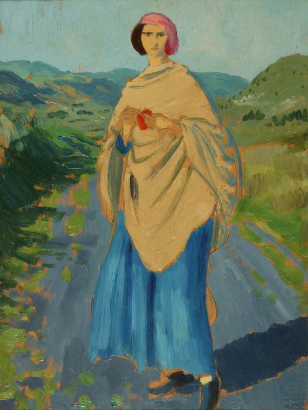 WikiOO.org - Güzel Sanatlar Ansiklopedisi - Resim, Resimler Augustus Edwin John - Dorelia in a Landscape