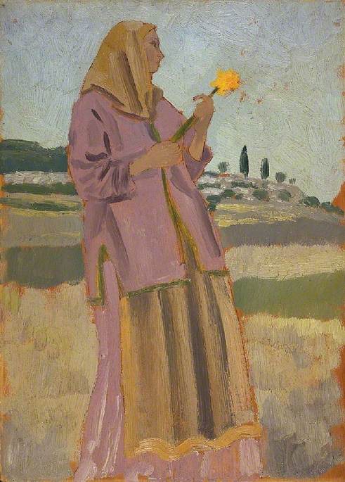 WikiOO.org - Encyclopedia of Fine Arts - Maleri, Artwork Augustus Edwin John - Woman with a Daffodil