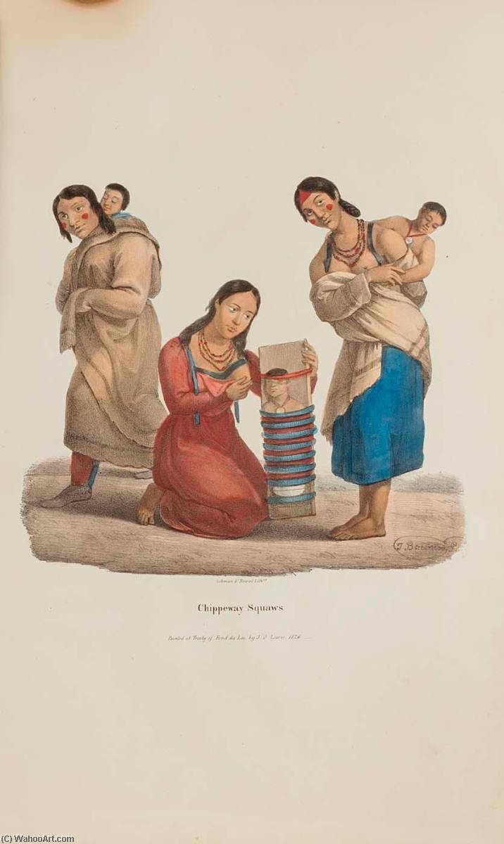 Wikioo.org - The Encyclopedia of Fine Arts - Painting, Artwork by James Otto Lewis - Chippeway Squaws, from The Aboriginal Portfolio