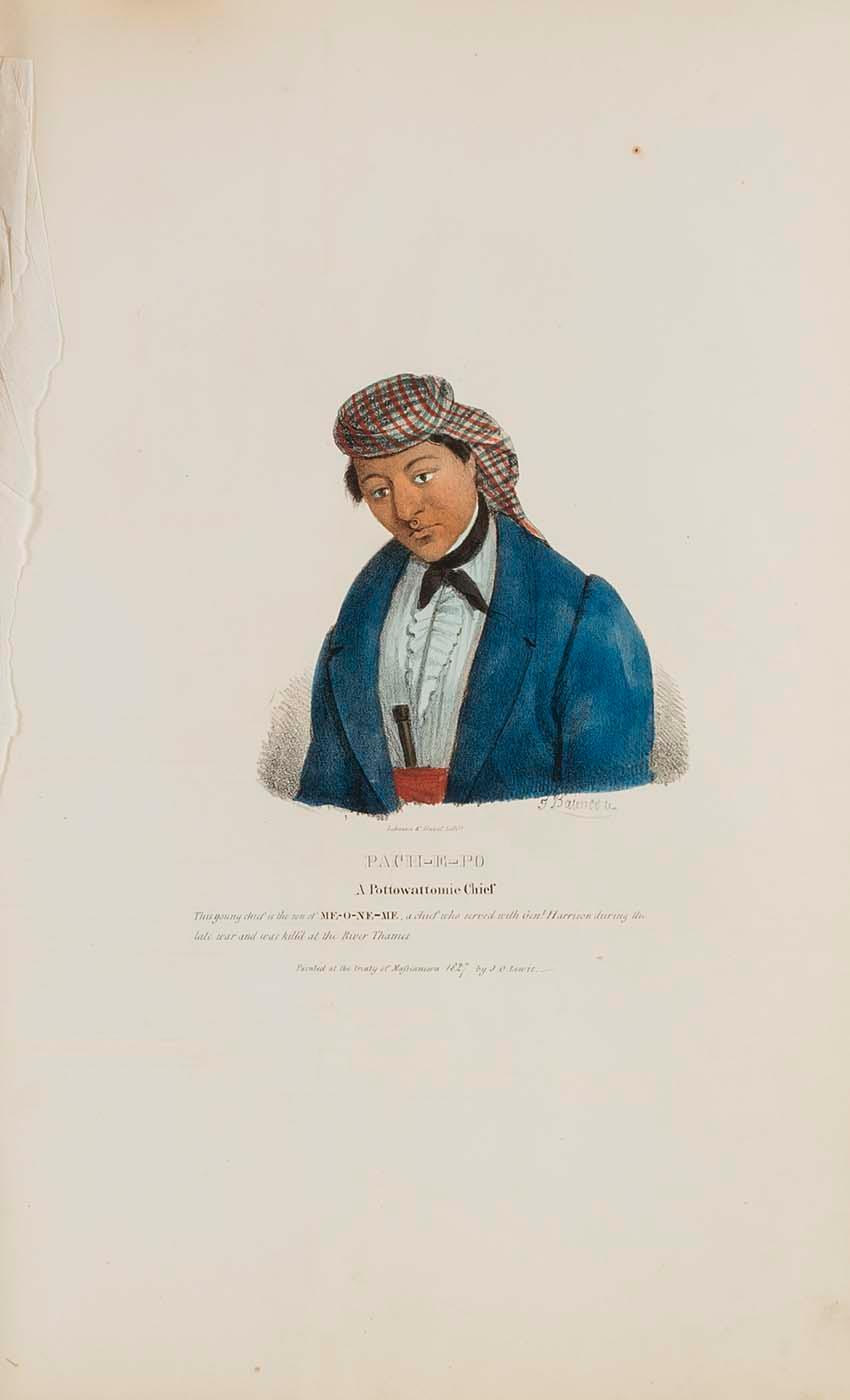Wikioo.org - The Encyclopedia of Fine Arts - Painting, Artwork by James Otto Lewis - PACHE E PO A Pottowattomie Chief, from The Aboriginal Portfolio